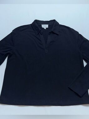 Pomander Place Loudon Popover Shirt Womens XL Long Sleeve Black Tuckernuck